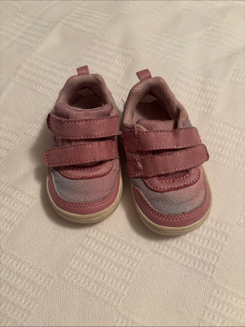 Stride Rite Pink Double‑Velcro Baby Sneakers